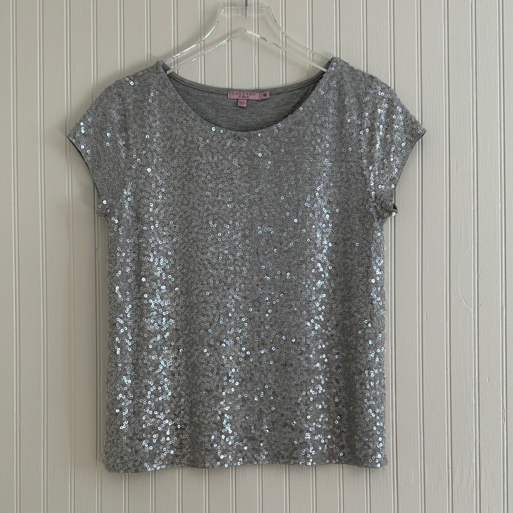 Calypso St. Barth Sequin T-shirt Gray